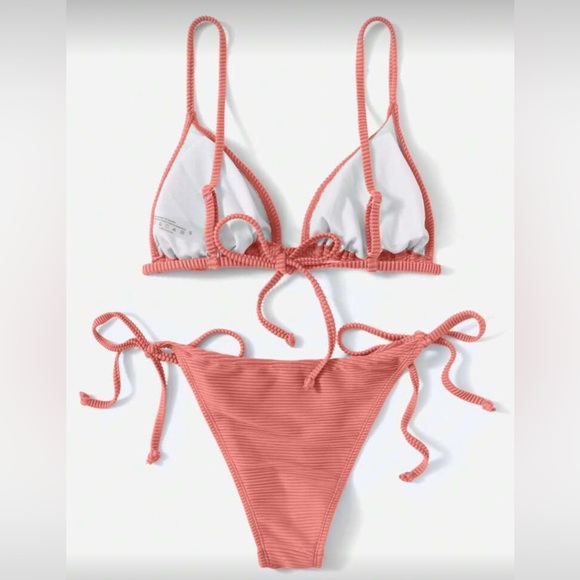 Coral Ribbed Bikini Set - Picture 3 of 7